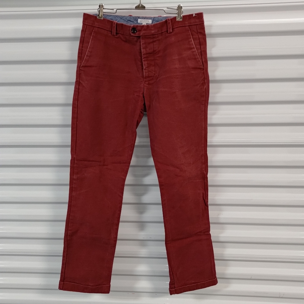 Gustin California Oxblood Washed Khaki Straight Chinos Pant W34 Inseam 34